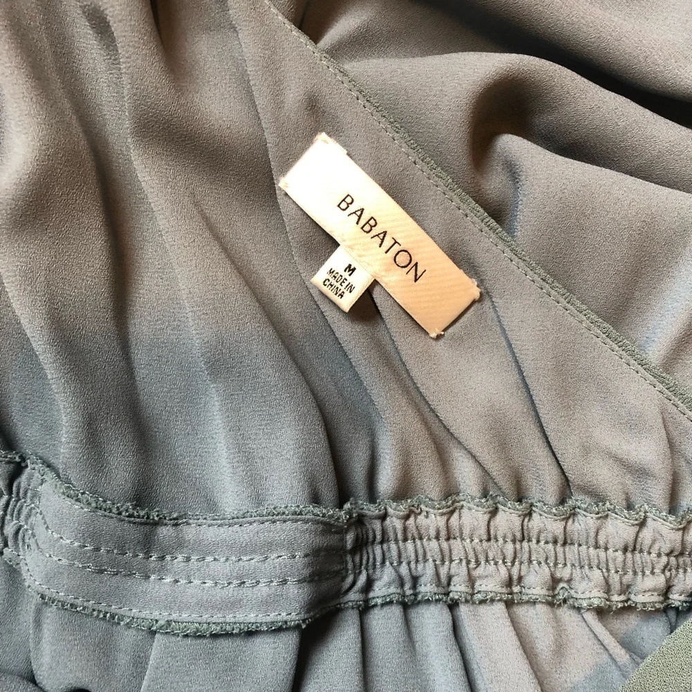 Babaton Maximilion Sleeveless V-Neck Wide-Leg Jumpsuit Teal Blue Green - Picture 10 of 12